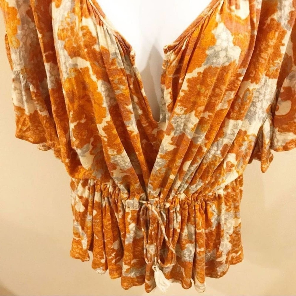 Free People River Bend Top Orange Medium - Picture 6 of 13